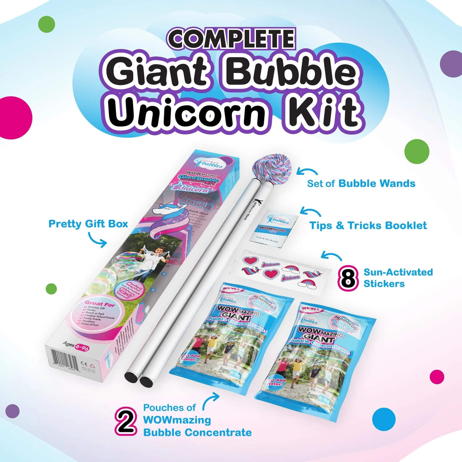 WOWmazing Giant Bubble Unicorn Kit | South Beach Bubbles(Wowmazing Giant Bubble Unicorn Kit) 2 WOWmazing Giant Bubble Unicorn Kit | South Beach Bubbles(Wowmazing Giant Bubble Unicorn Kit) - Image 2