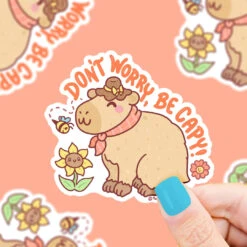 Don't Worry, Be Capy Capybara Vinyl Sticker | Turtle's Soup(Dont Worry Be Capy Capybara Vinyl Sticker)