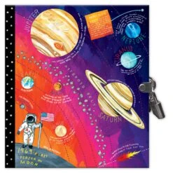Space Adventure Glow In The Dark Journal | Eeboo(Space Adventure Lock Diary)