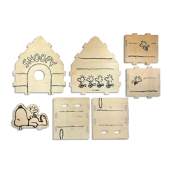 OOLY X Peanuts: Color'in Wooden Birdhouse Kit | OOLY(Ooly X Peanuts Colorin Wooden Birdhouse Kit Ooly) -Curious Bear Toys Store OOLY Peanuts Color in Wooden Birdhouse Kit Contents