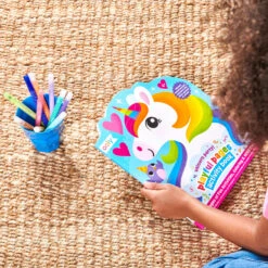 Playful Pages Activity Book - Unicorn Party! | OOLY(Playful Pages Activity Book Games Coloring Stickers Unicorn Party Ooly) -Curious Bear Toys Store OOLY Playful Pages Activity Book Games Coloring Stickers Unicorn Party Girl Holding