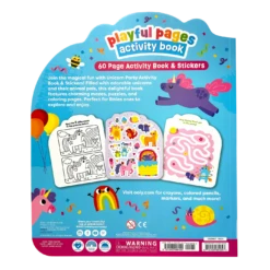 Playful Pages Activity Book - Unicorn Party! | OOLY(Playful Pages Activity Book Games Coloring Stickers Unicorn Party Ooly) -Curious Bear Toys Store OOLY Playful Pages Activity Book Games Coloring Stickers Unicorn Party Package Back