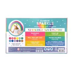 Rainbow Sparkle Metallic Watercolor Gel Crayons - Set Of 12 | OOLY(Rainbow Sparkle Metallic Watercolor Gel Crayons Set Of 12 Ooly) -Curious Bear Toys Store OOLY Rainbow Sparkle Metallic Watercolor Gel Crayons Package Back 05f1d146 fab7 4e6d bb2d c7f90b0d5281
