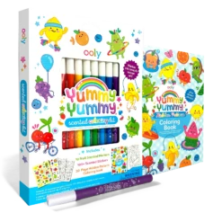 Yummy Yummy: Scented Coloring Kit | OOLY(Yummy Yummy Scented Coloring Kit Ooly) -Curious Bear Toys Store OOLY Yummy Yummy Scented Coloring Kit Markers Stickers Coloring Book Quarter Angle