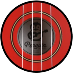 Penguin Tropical Tomato Red Ukulele, Soprano | Amahi - LOCAL PICK UP ONLY(Penguin Tropical Tomato Red Ukulele Soprano Amahi) -Curious Bear Toys Store PGUKRD Sound Hole Detail