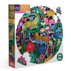 Jaguars & Butterflies 500 Piece Round Puzzle | EeBoo(Jaguars Butterflies 500 Piece Round Puzzle Eeboo)