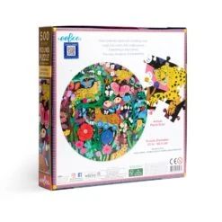 Jaguars & Butterflies 500 Piece Round Puzzle | EeBoo(Jaguars Butterflies 500 Piece Round Puzzle Eeboo) -Curious Bear Toys Store PZFJGB 689196515972 2