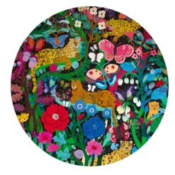 Jaguars & Butterflies 500 Piece Round Puzzle | EeBoo(Jaguars Butterflies 500 Piece Round Puzzle Eeboo) -Curious Bear Toys Store PZFJGB 689196515972 3