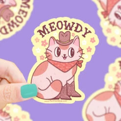 Meowdy Western Cowboy Cat Vinyl Sticker | Turtle's Soup(Meowdy Western Cowboy Cat Vinyl Sticker Turtles Soup)