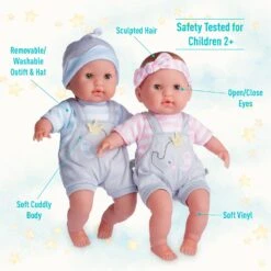 Berenguer Boutique Twins - 15" Soft Body Baby Dolls - Open/Close Eyes | JC Toys - LOCAL PICK UP ONLY(Berenguer Boutique Twins 15in Soft Body Baby Dolls Open Close Eyes Jc Toys) -Curious Bear Toys Store berenguer boutique twins300505