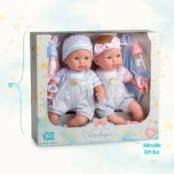 Berenguer Boutique Twins - 15" Soft Body Baby Dolls - Open/Close Eyes | JC Toys - LOCAL PICK UP ONLY(Berenguer Boutique Twins 15in Soft Body Baby Dolls Open Close Eyes Jc Toys) -Curious Bear Toys Store berenguer boutique twins300506