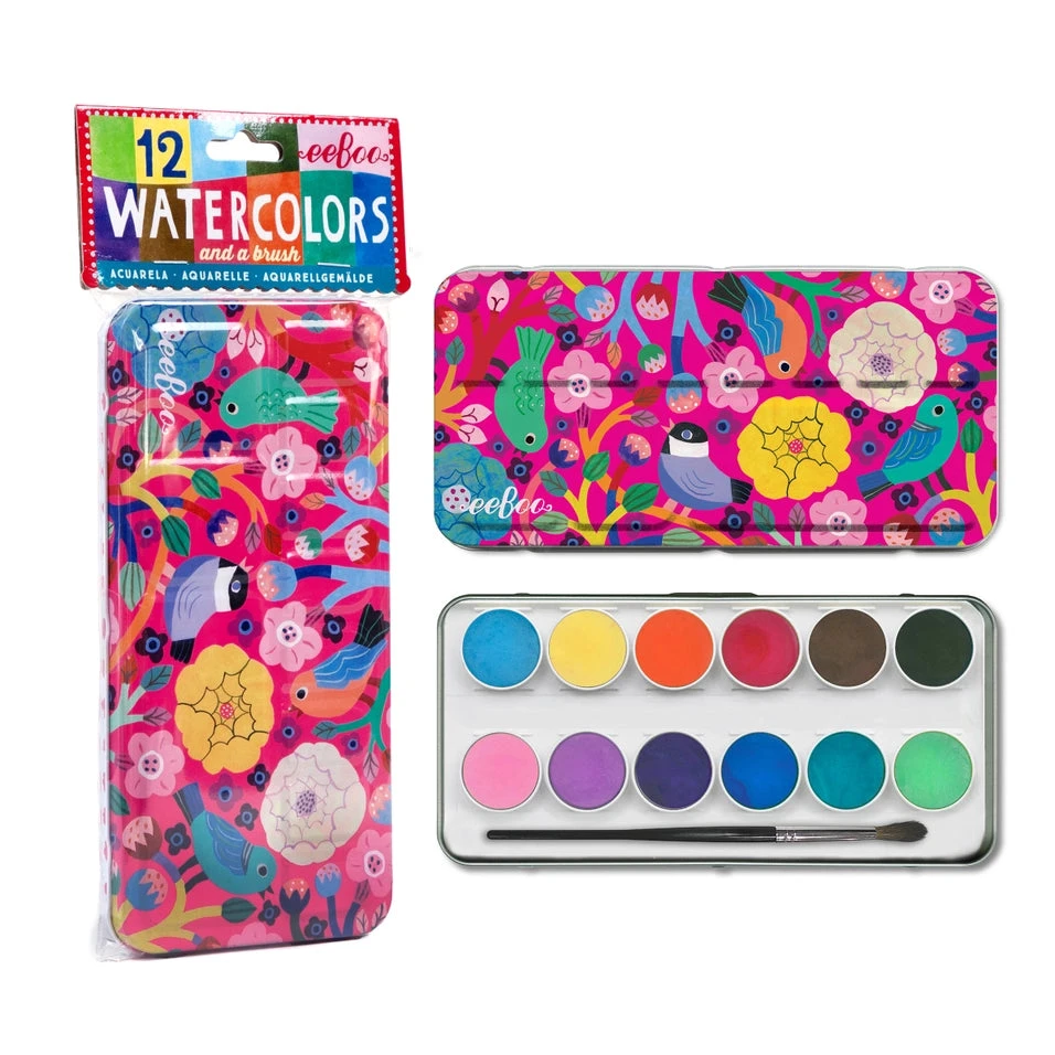 Birds In Fuchsia Watercolors Paint Tin | EeBoo(Birds In Fuchsia Watercolors Paint Tin Eeboo) 1 Birds In Fuchsia Watercolors Paint Tin | EeBoo(Birds In Fuchsia Watercolors Paint Tin Eeboo)