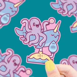 Octopus Narwhal Coin Ride Vinyl Sticker | Turtle's Soup(Octopus Narwhal Coin Ride Vinyl Sticker Turtles Soup)