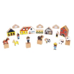 Countryside Wooden Blocks Set - 34 Pc - Cross Roads | Janod(Countryside Wooden Blocks Set 34 Pc Cross Roads Janod) -Curious Bear Toys Store set of 34 wooden blocks countryside cross roads 2