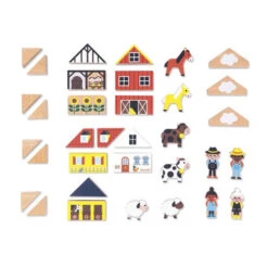 Countryside Wooden Blocks Set - 34 Pc - Cross Roads | Janod(Countryside Wooden Blocks Set 34 Pc Cross Roads Janod) -Curious Bear Toys Store set of 34 wooden blocks countryside cross roads 3